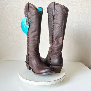 NEW Lane PLAIN JANE Womens Western Boots 6.5 Cognac Leather Cowboy Round Toe 16"